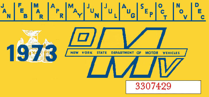 (image for) 1973 New York REGISTRATION Sticker